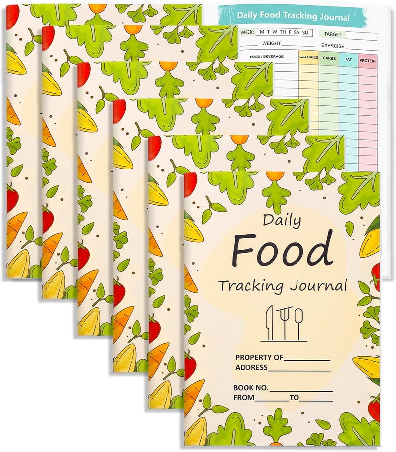 WANGDEFA 6 Pcs Food Journal Diary 5.8×8.3 inch Food Tracker Journal Daily Calorie Counter Book with Breakfast Lunch Dinner Calorie and Snack Sections for Nutrition Tracker Book - Image 1